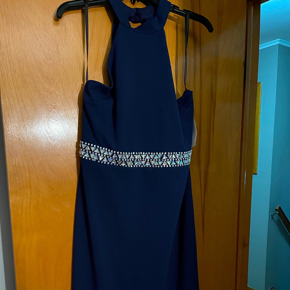 Rebecca B Halter Navy Blue Dress NWT Size 14